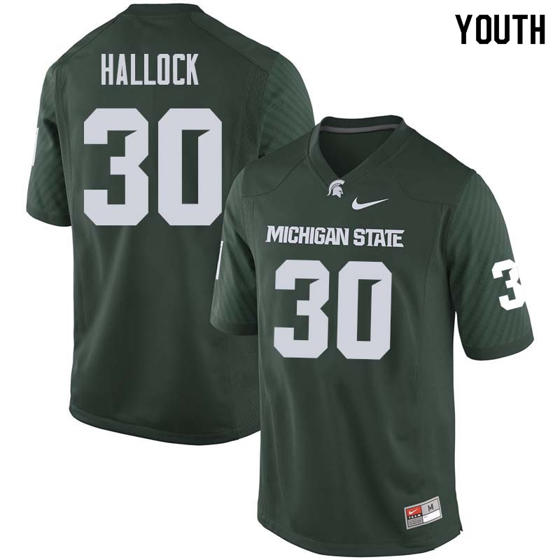 Youth #30 Tanner Hallock Michigan State College Football Jerseys Sale-Green